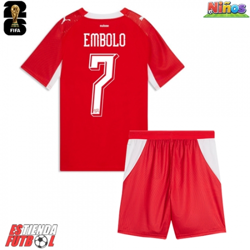Suiza Breel Embolo #7 Primera Equipación Niños Mundial 2026 Manga Corta (+ Pantalones cortos)